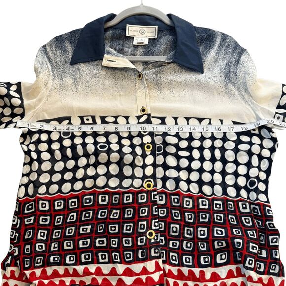 St. John Sport Women's Geometric Sheer Button Down Shirt Multicolor Size Small - Picture 6 of 9